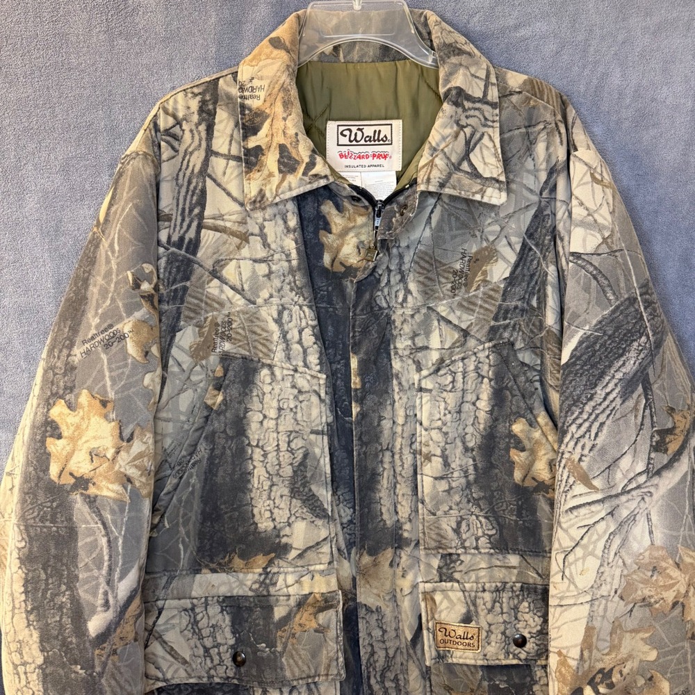VTG Walls Blizzard-Pruf Camo Jacket Mens XL Realtree Hardwoods Insulated Coat